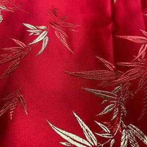 Red and Gold Satin Brocade BamboPattern Fabric 15/8 yds